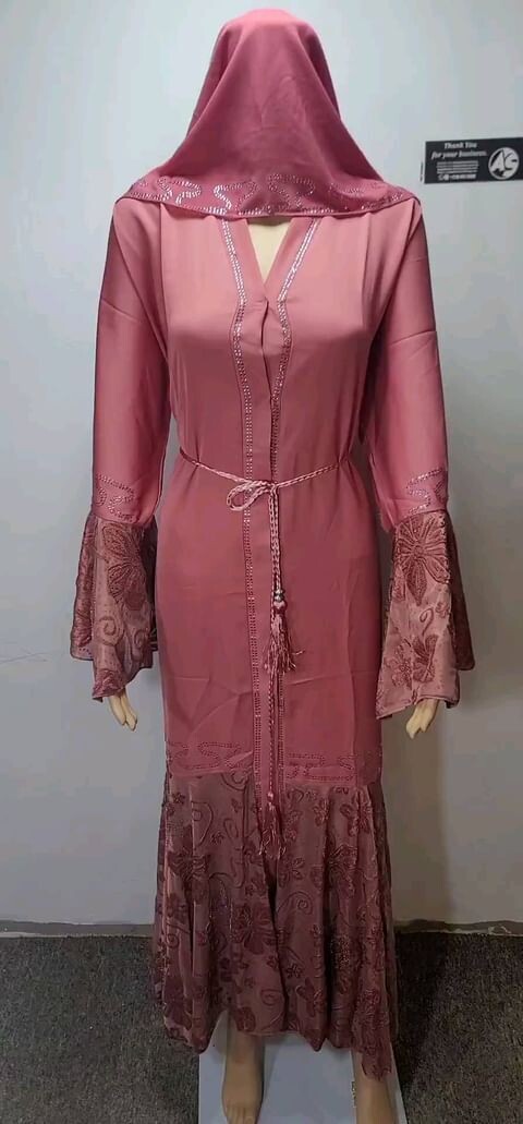 Pink Flared Dubai Abaya