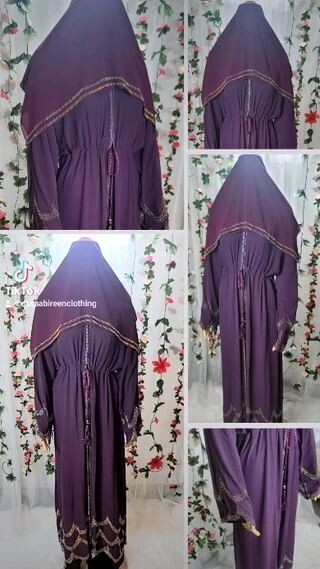 Purple Waves Rhinestone Modest Dubai Abaya