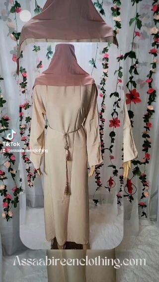 Beige Modest Dubai Abaya with pockets