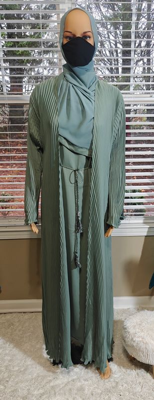 Sage Pleated Modest Dubai Abaya