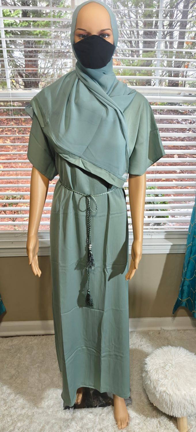 Sage Pleated Modest Dubai Abaya