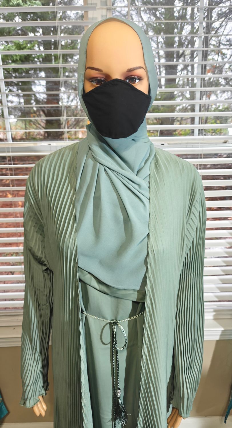 Sage Pleated Modest Dubai Abaya