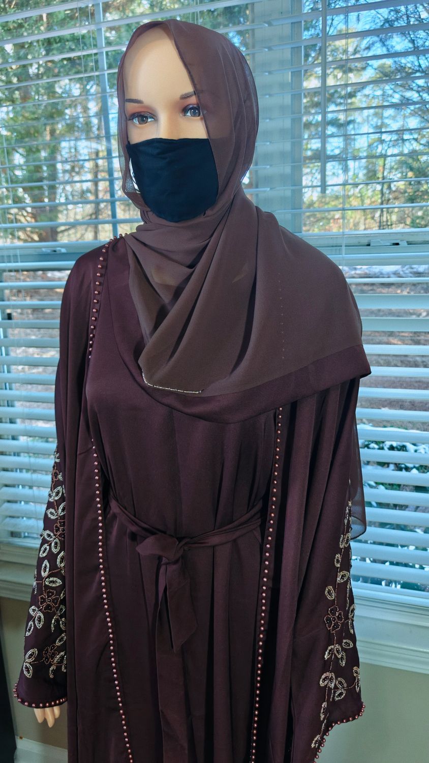 Brown Embellished Sleeve Modest Dubai Abaya