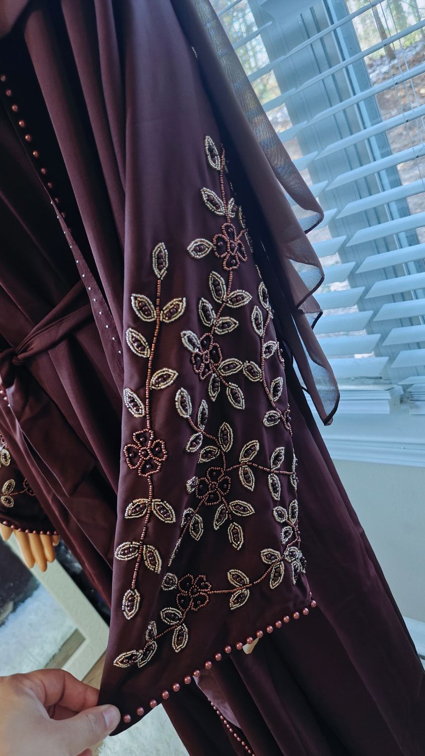 Brown Embellished Sleeve Modest Dubai Abaya