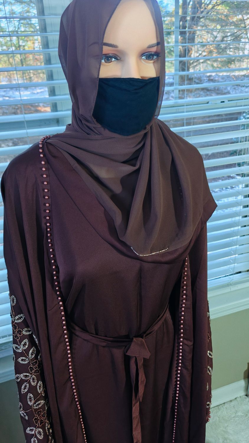 Brown Embellished Sleeve Modest Dubai Abaya