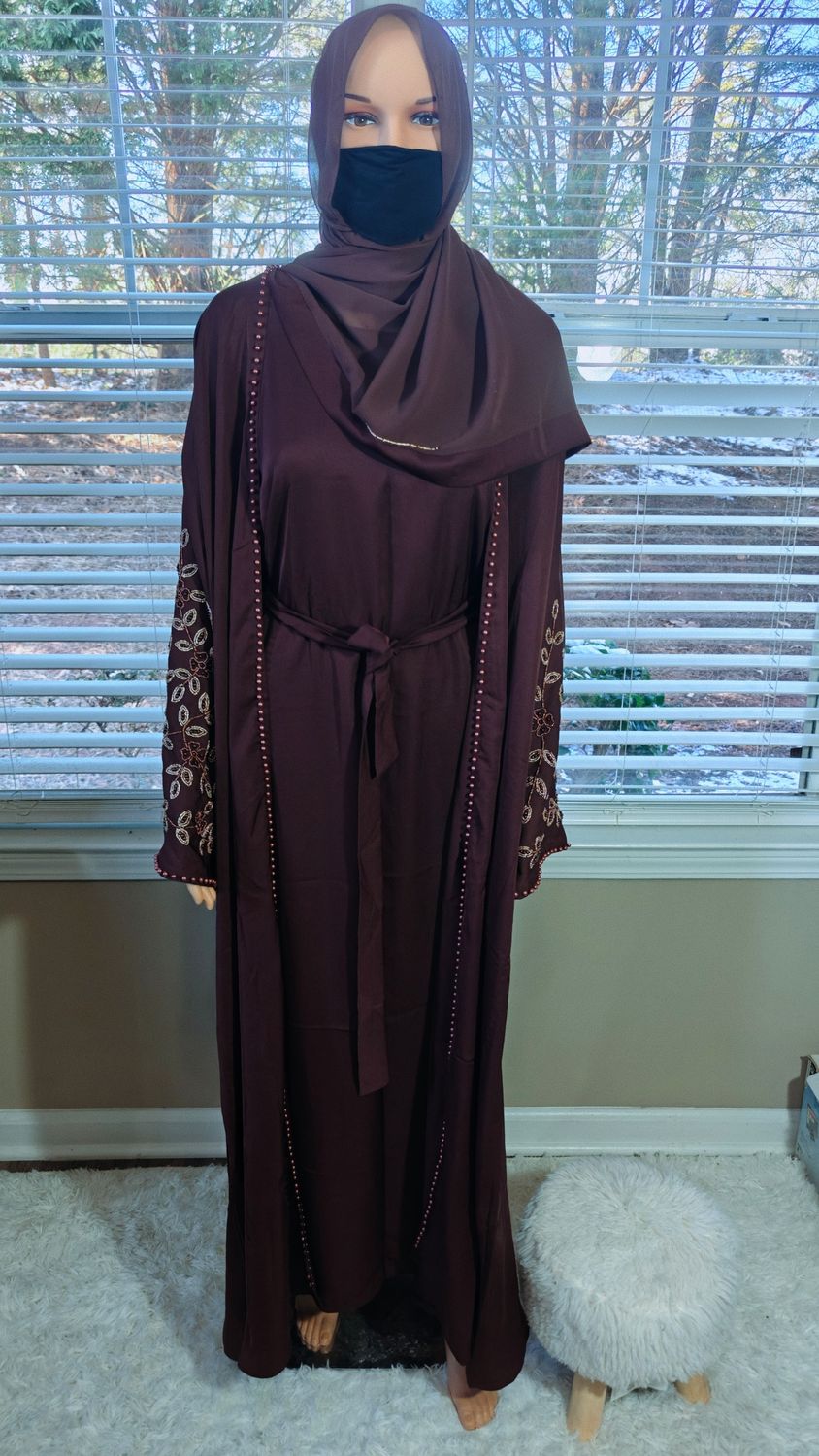Brown Embellished Sleeve Modest Dubai Abaya