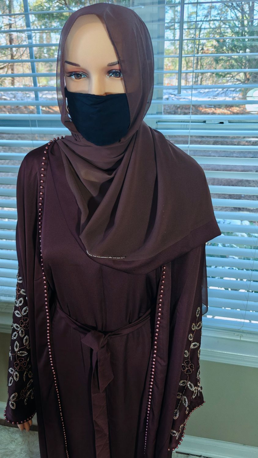 Brown Embellished Sleeve Modest Dubai Abaya