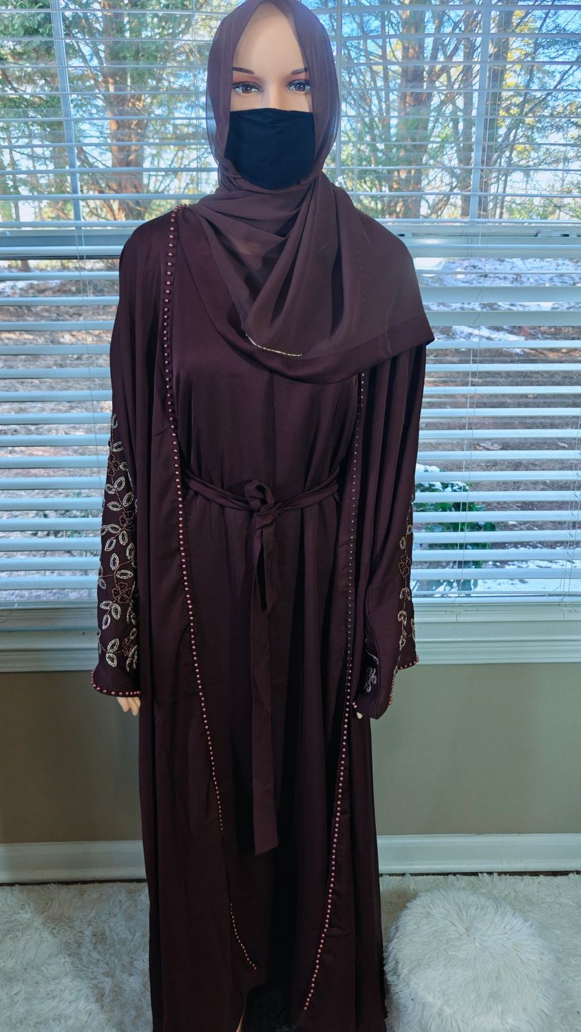 Brown Embellished Sleeve Modest Dubai Abaya