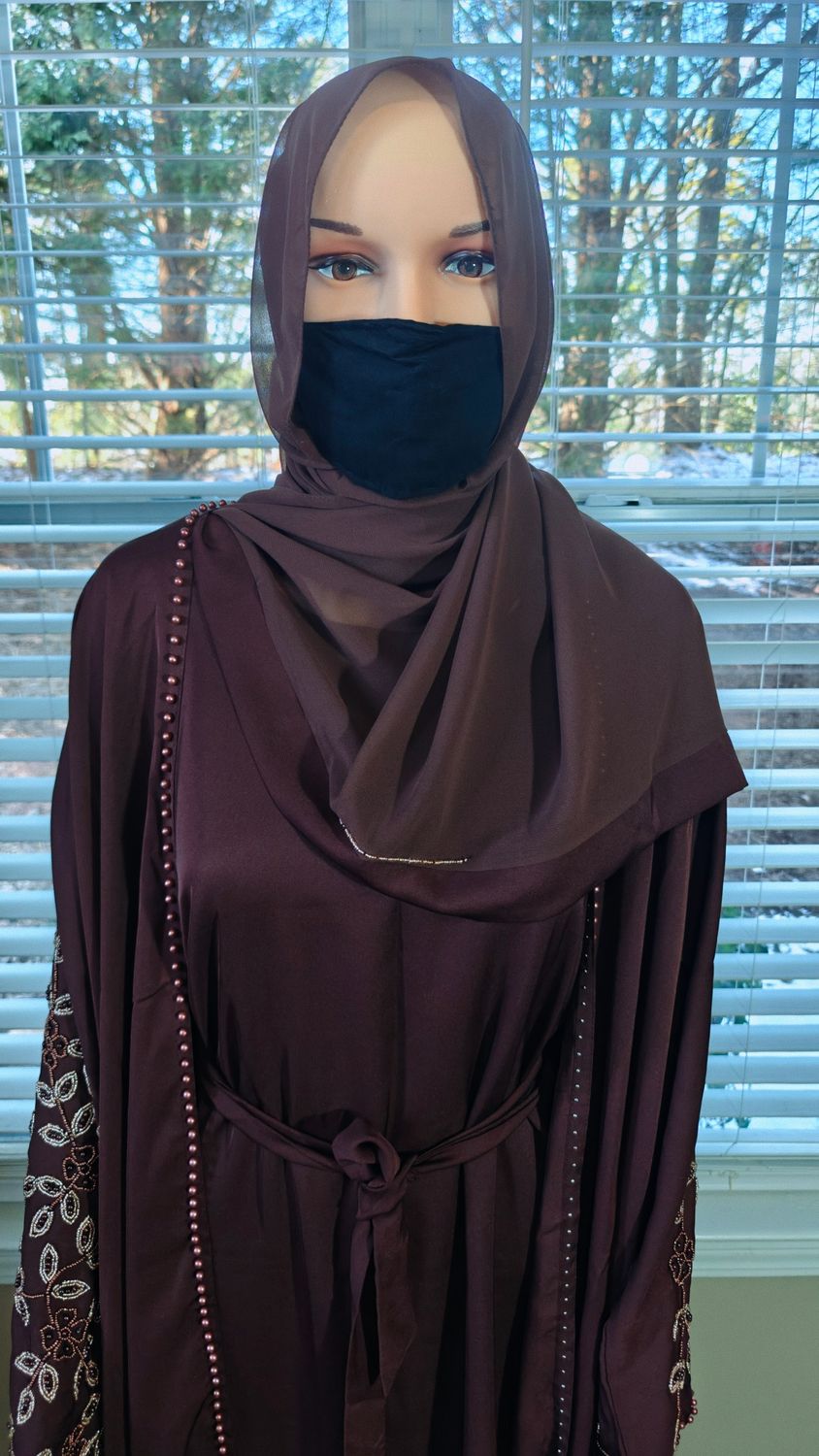 Brown Embellished Sleeve Modest Dubai Abaya