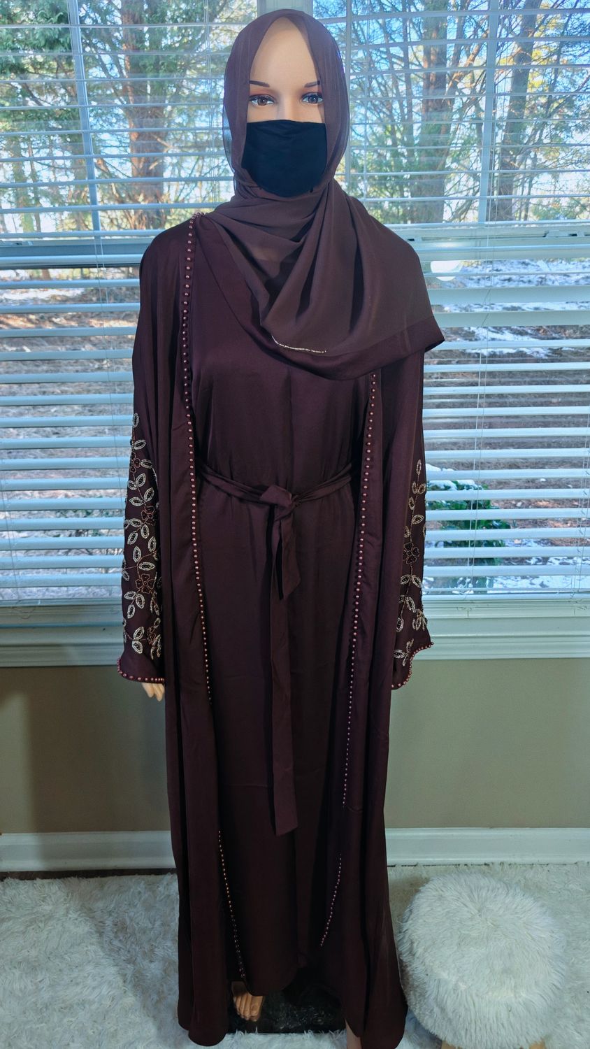 Brown Embellished Sleeve Modest Dubai Abaya