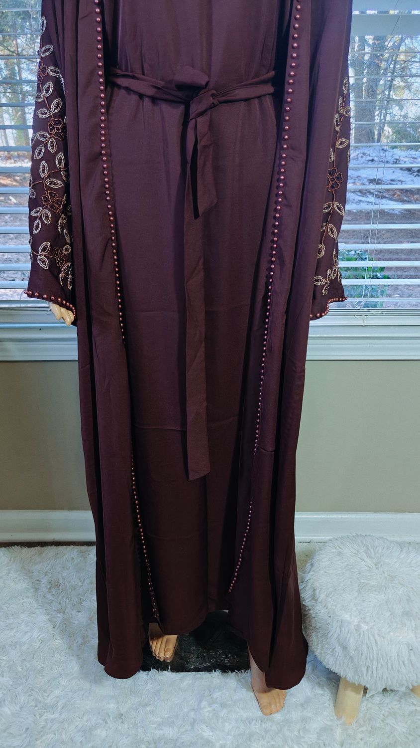 Brown Embellished Sleeve Modest Dubai Abaya