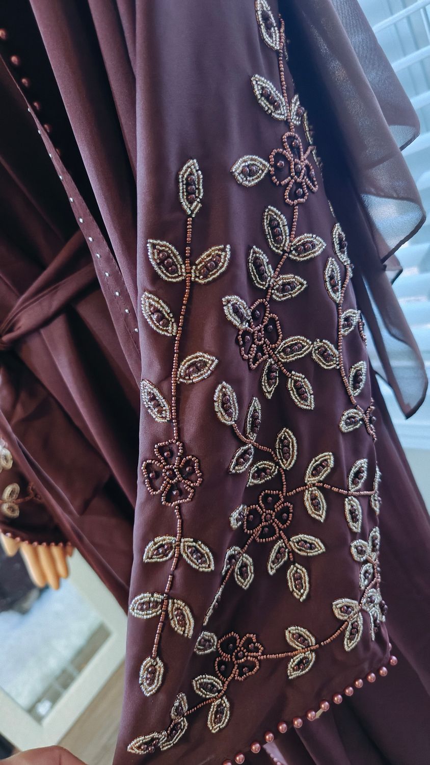 Brown Embellished Sleeve Modest Dubai Abaya
