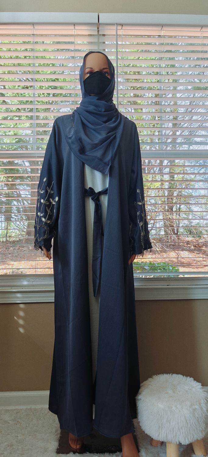 Grey Luxury Modest Dubai Abaya