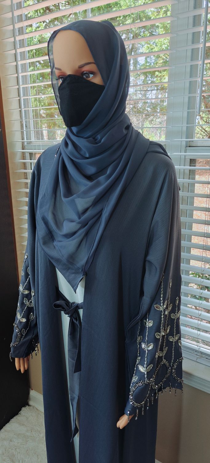 Grey Luxury Modest Dubai Abaya