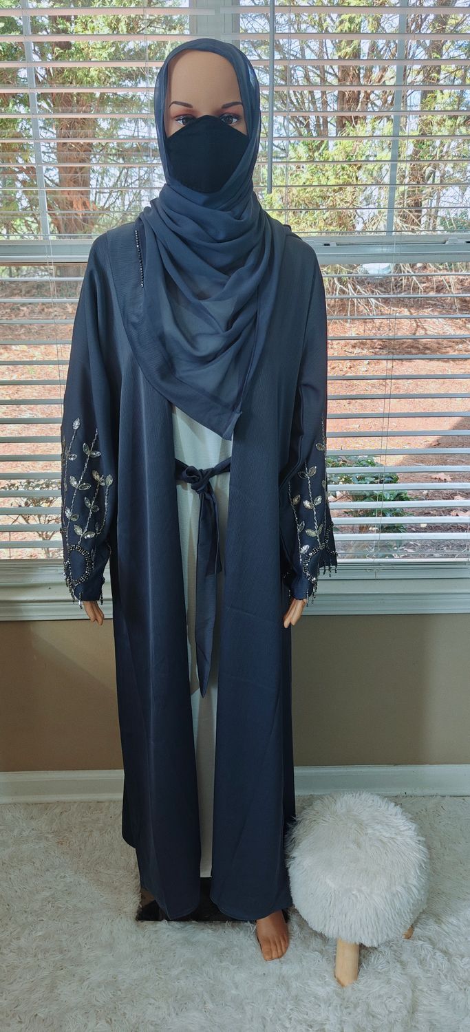 Grey Luxury Modest Dubai Abaya