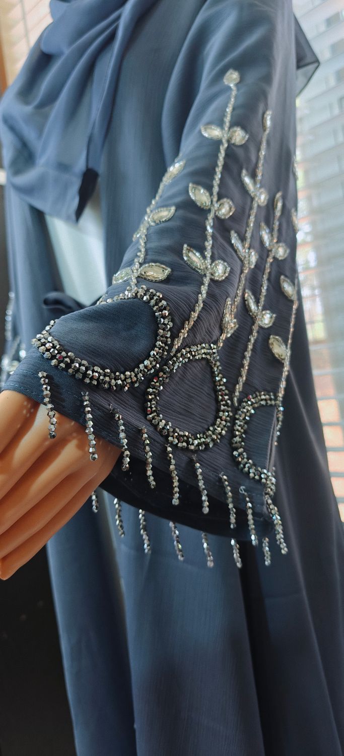Grey Luxury Modest Dubai Abaya