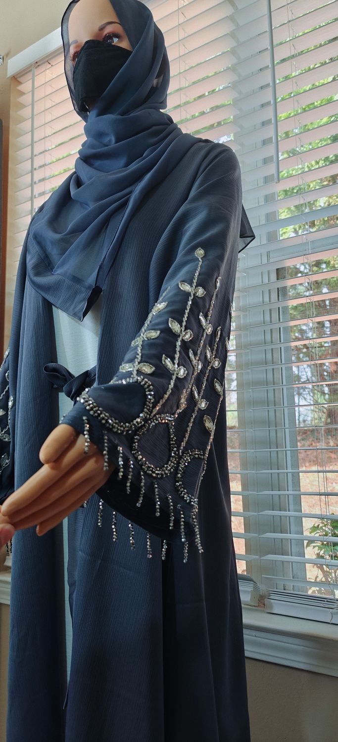 Grey Luxury Modest Dubai Abaya