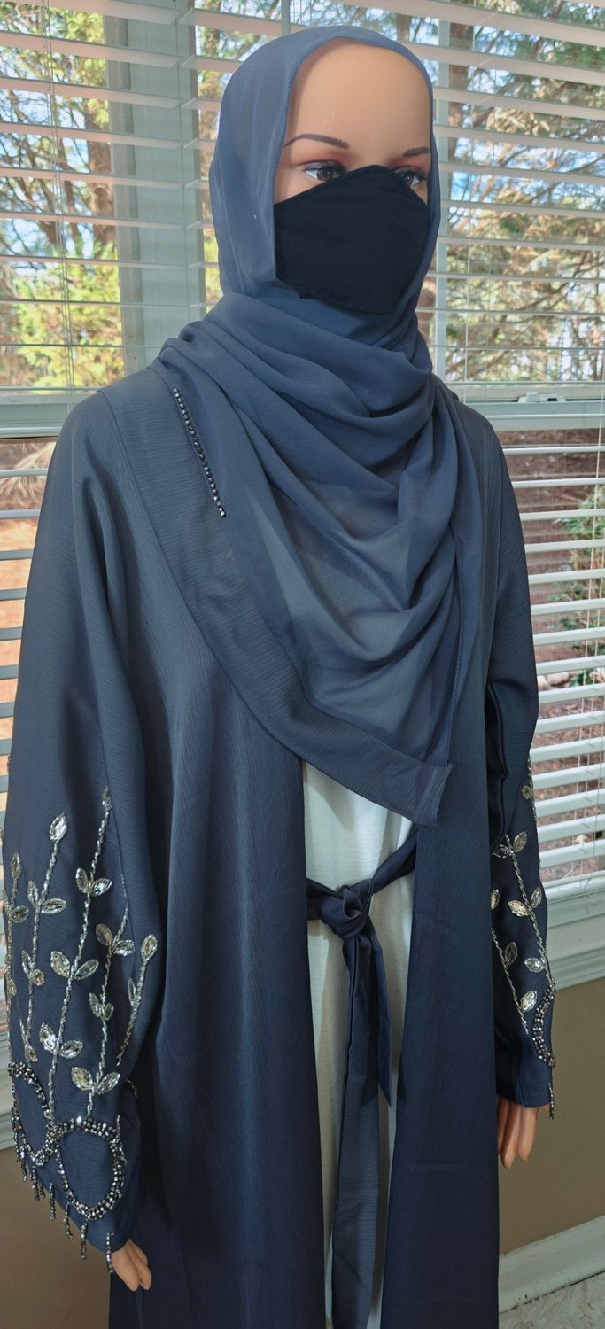 Grey Luxury Modest Dubai Abaya