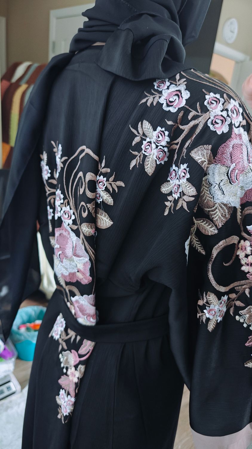 Black Floral Modest Dubai Abaya