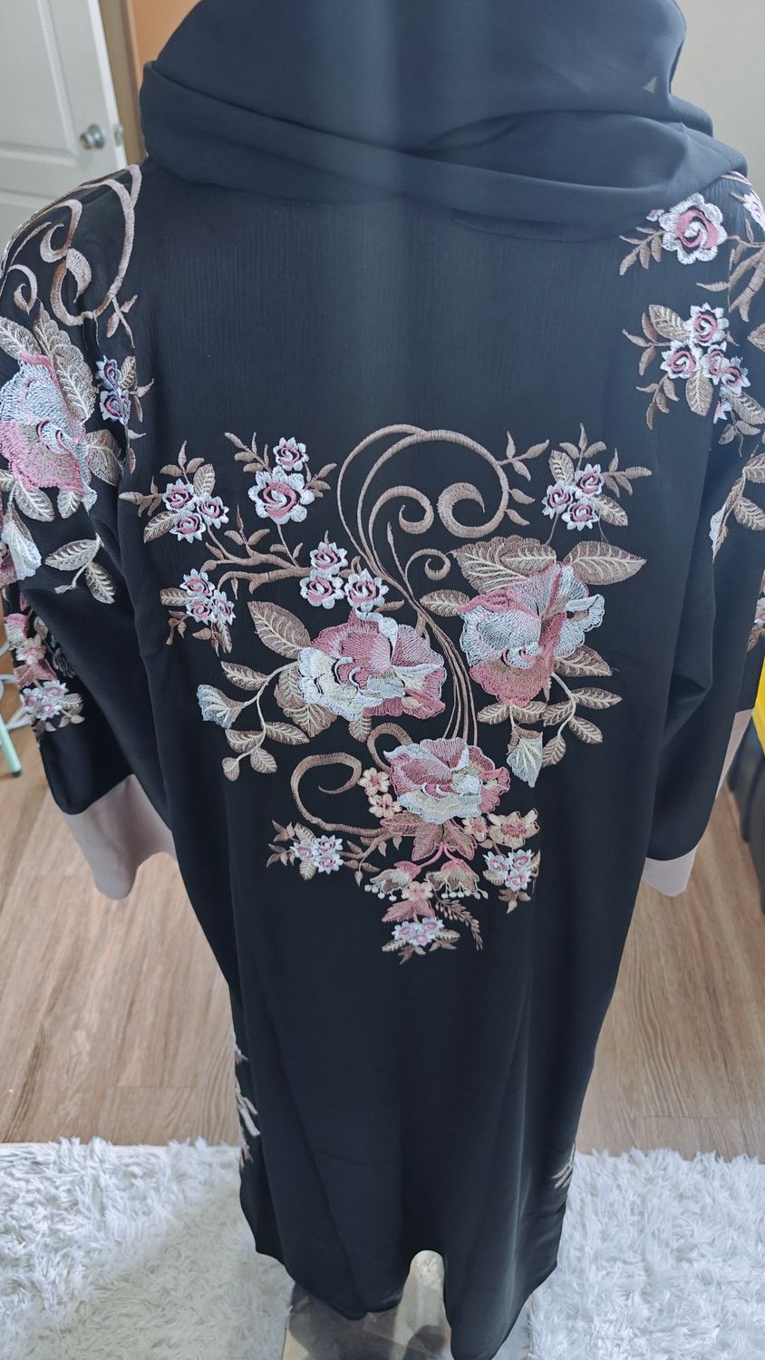 Black Floral Modest Dubai Abaya