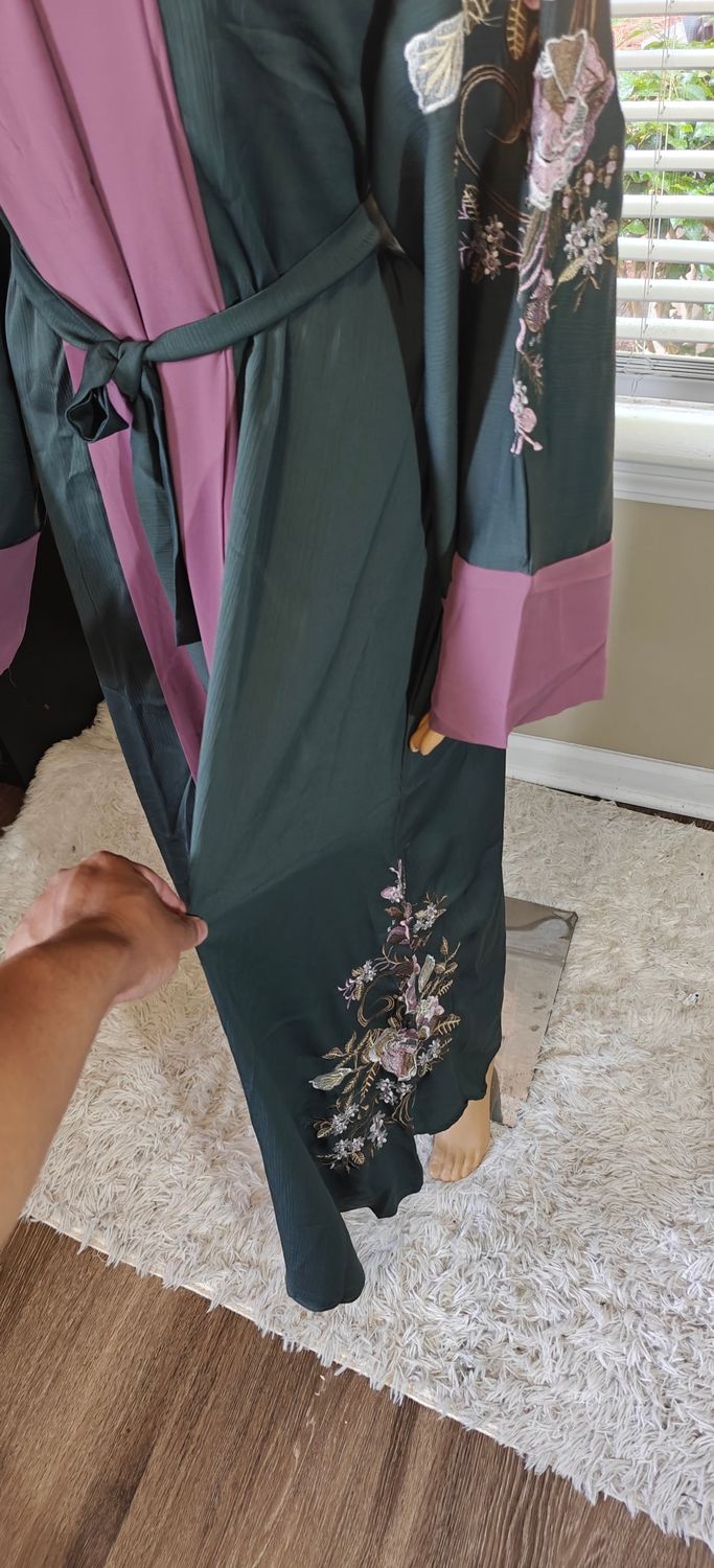 Green Floral Modest Dubai Abaya