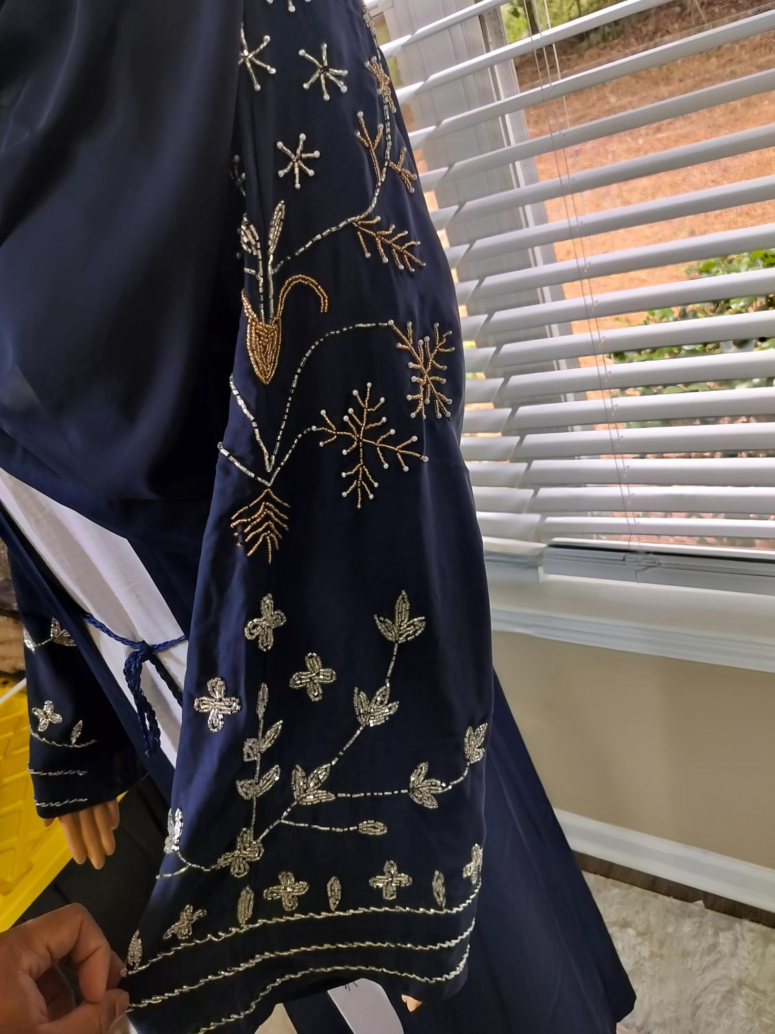 Navy Blue Embellished Sleeve Modest Dubai Abaya