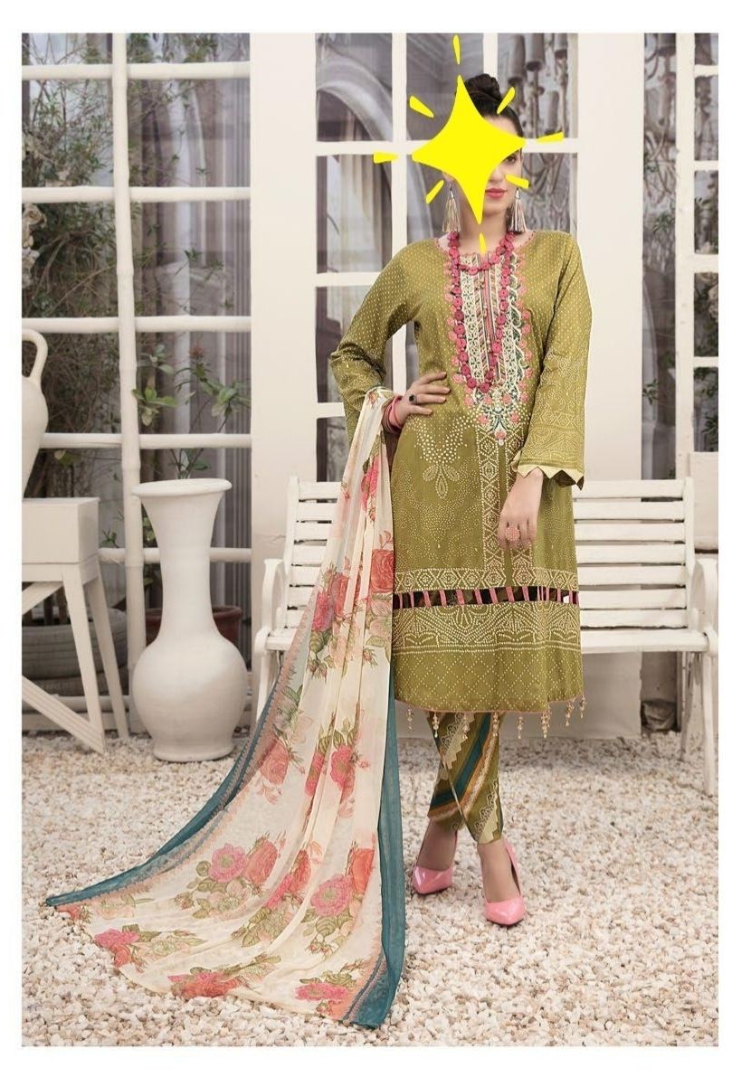 Sage Green- Renee Original Pakistani Tawakkal Lawn Suit
