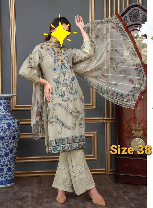 Off White- Mishkal Embroidered Lawn Suit with Shifli Embroidered Trouser