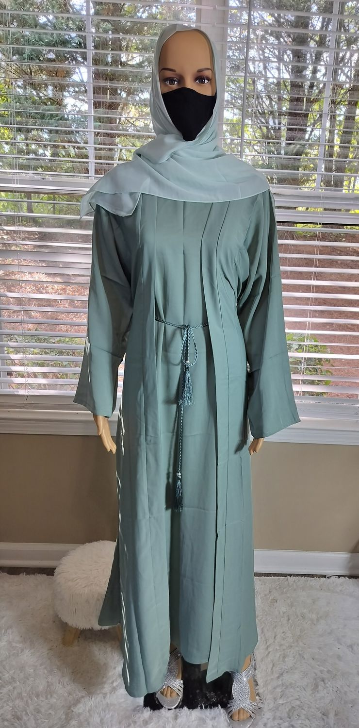Pistachio Modest Dubai Abaya with pockets