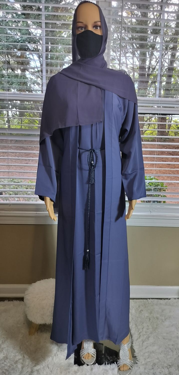 Blue Modest Dubai Abaya with pockets