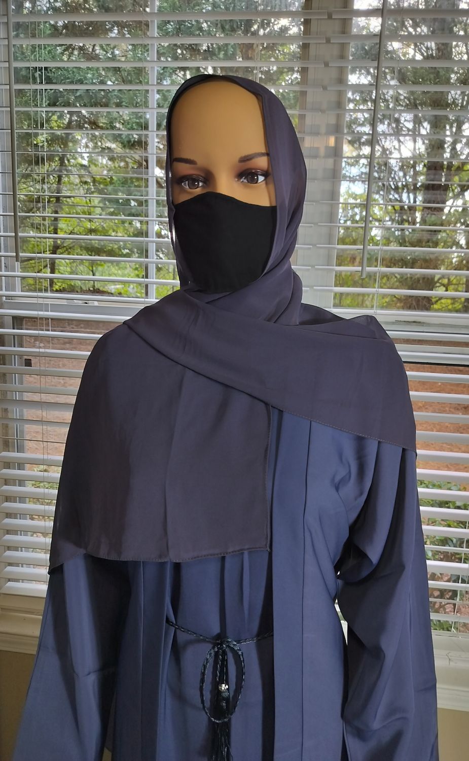 Blue Modest Dubai Abaya with pockets