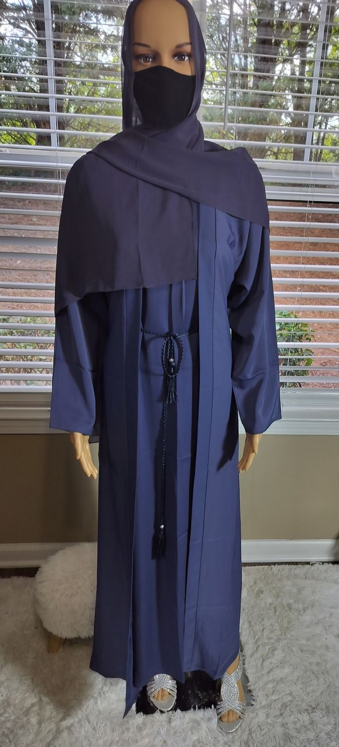 Blue Modest Dubai Abaya with pockets
