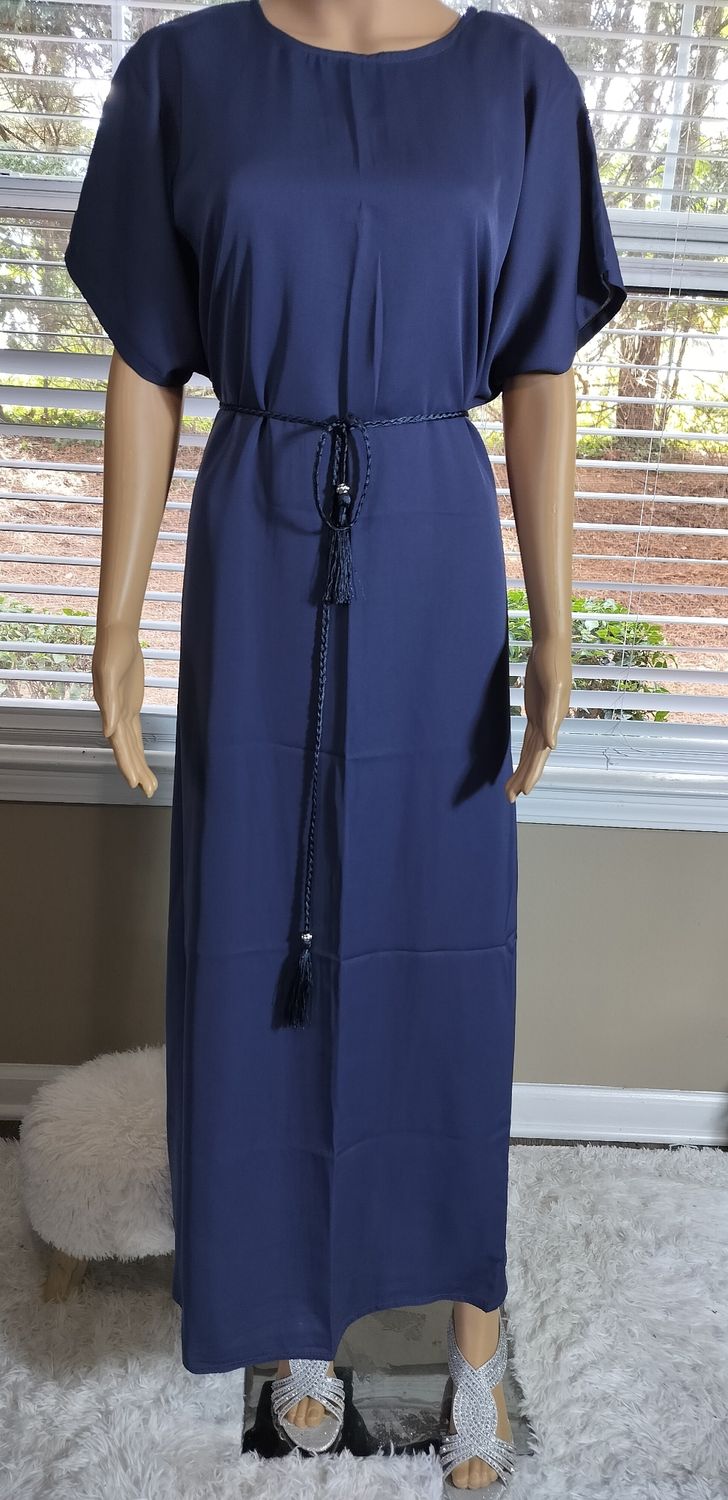 Blue Modest Dubai Abaya with pockets