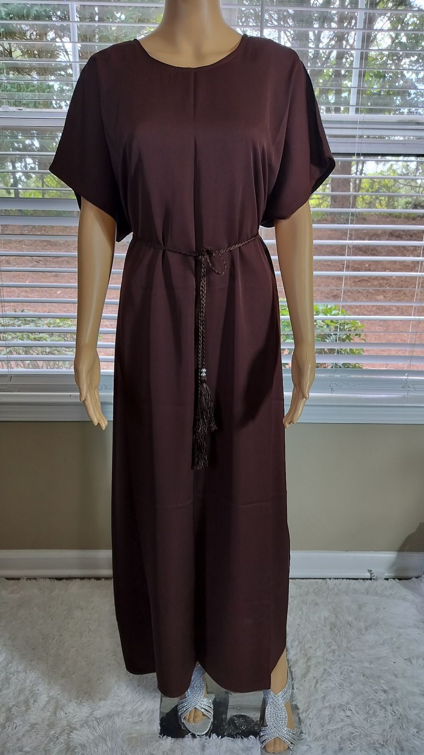 Brown Modest Dubai Abaya with pockets