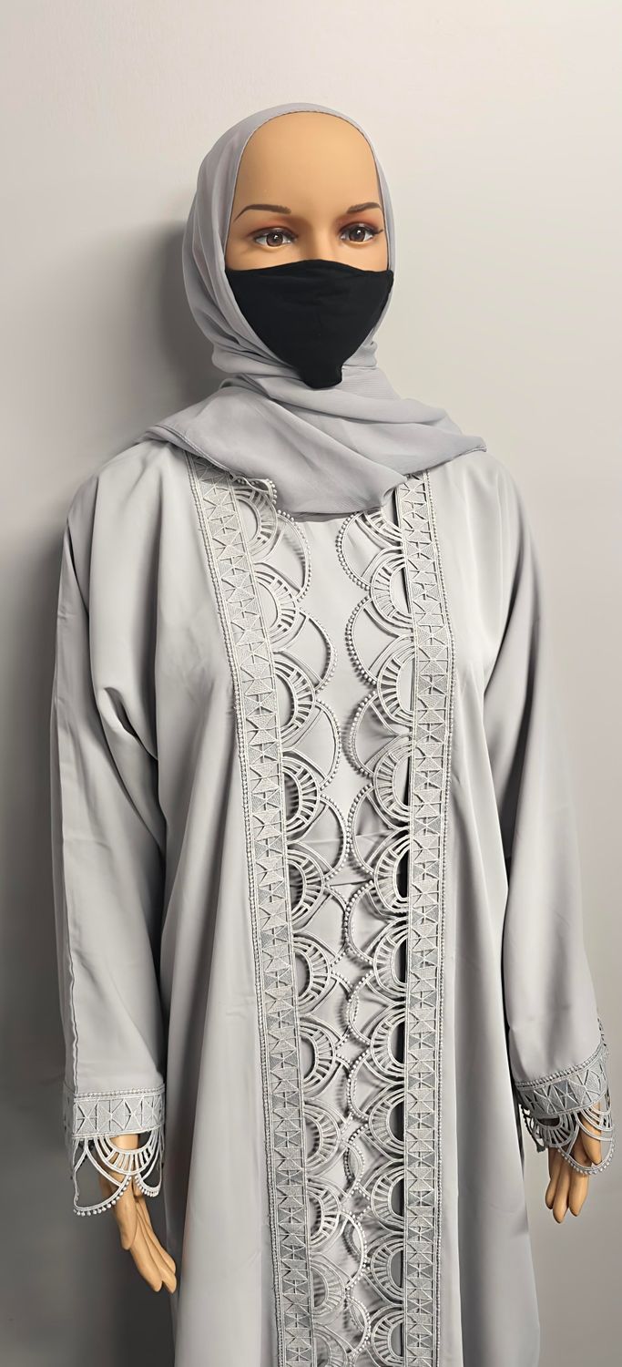 Gray Color Modest Dubai Abaya