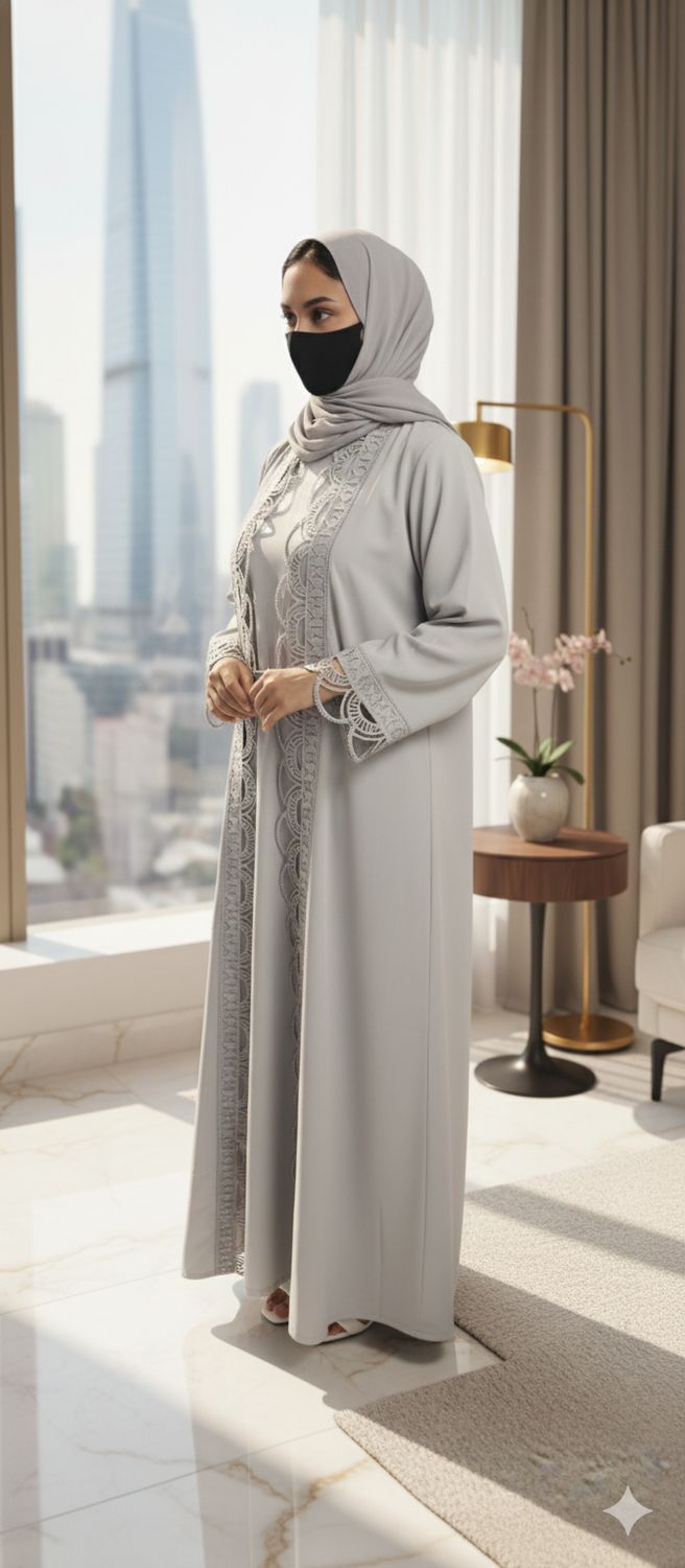 Gray Color Modest Dubai Abaya