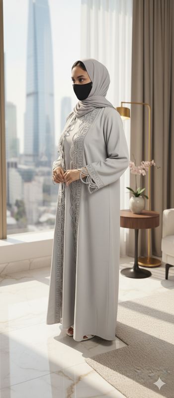 Gray Color Modest Dubai Abaya