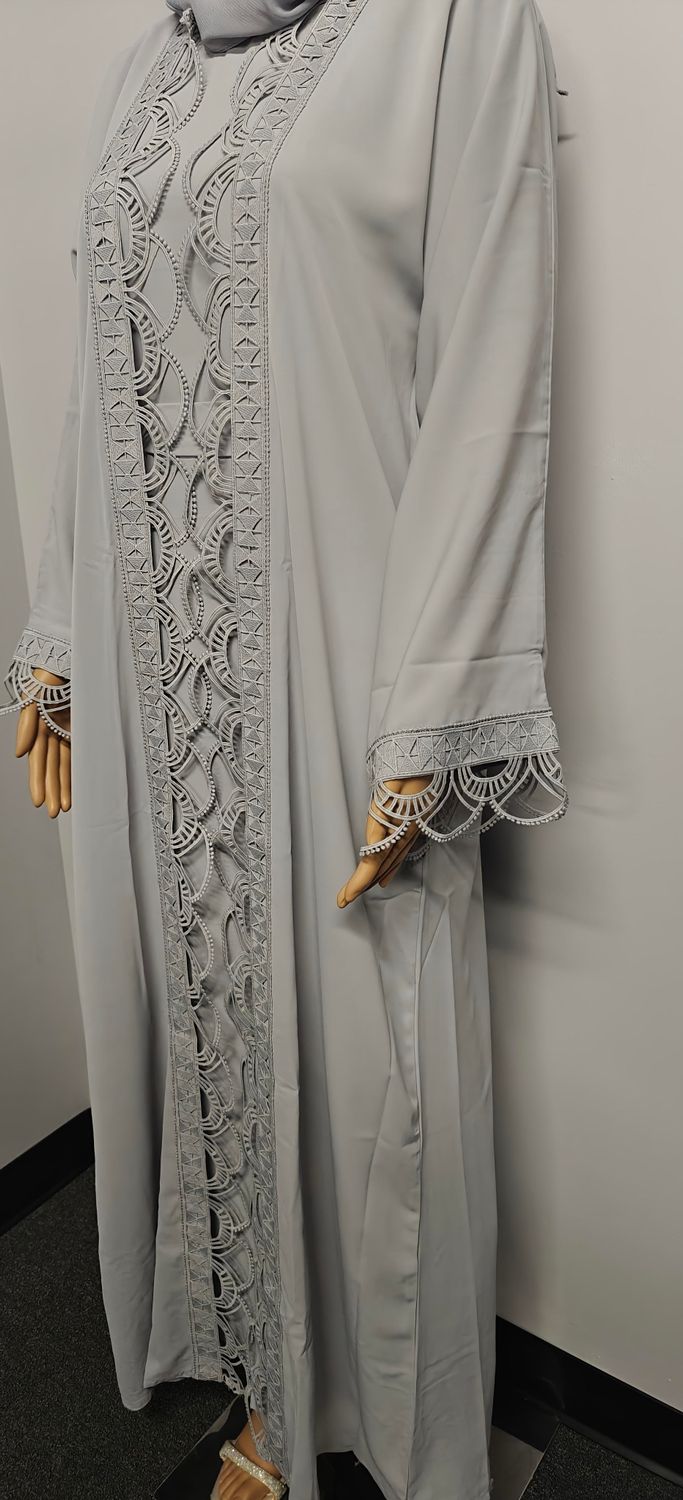 Gray Color Modest Dubai Abaya