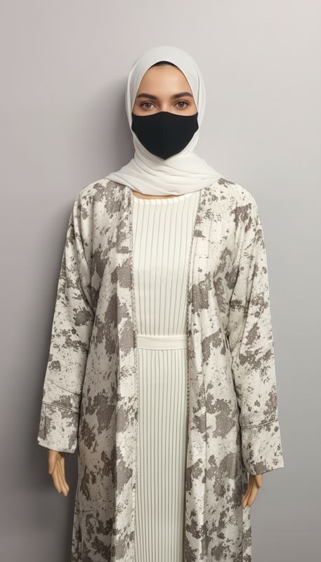 Patterned White Pleated Modest Dubai Abaya