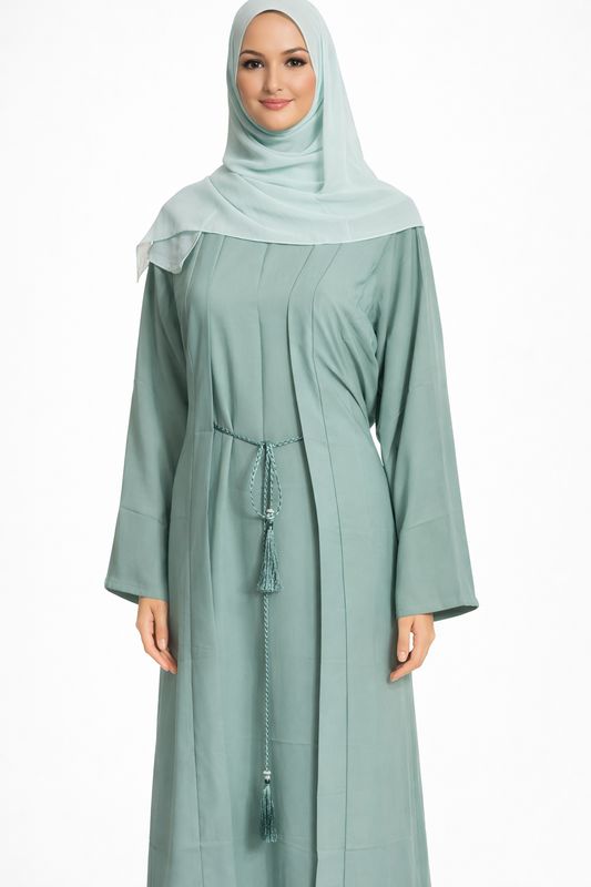 Pistachio Modest Dubai Abaya with pockets