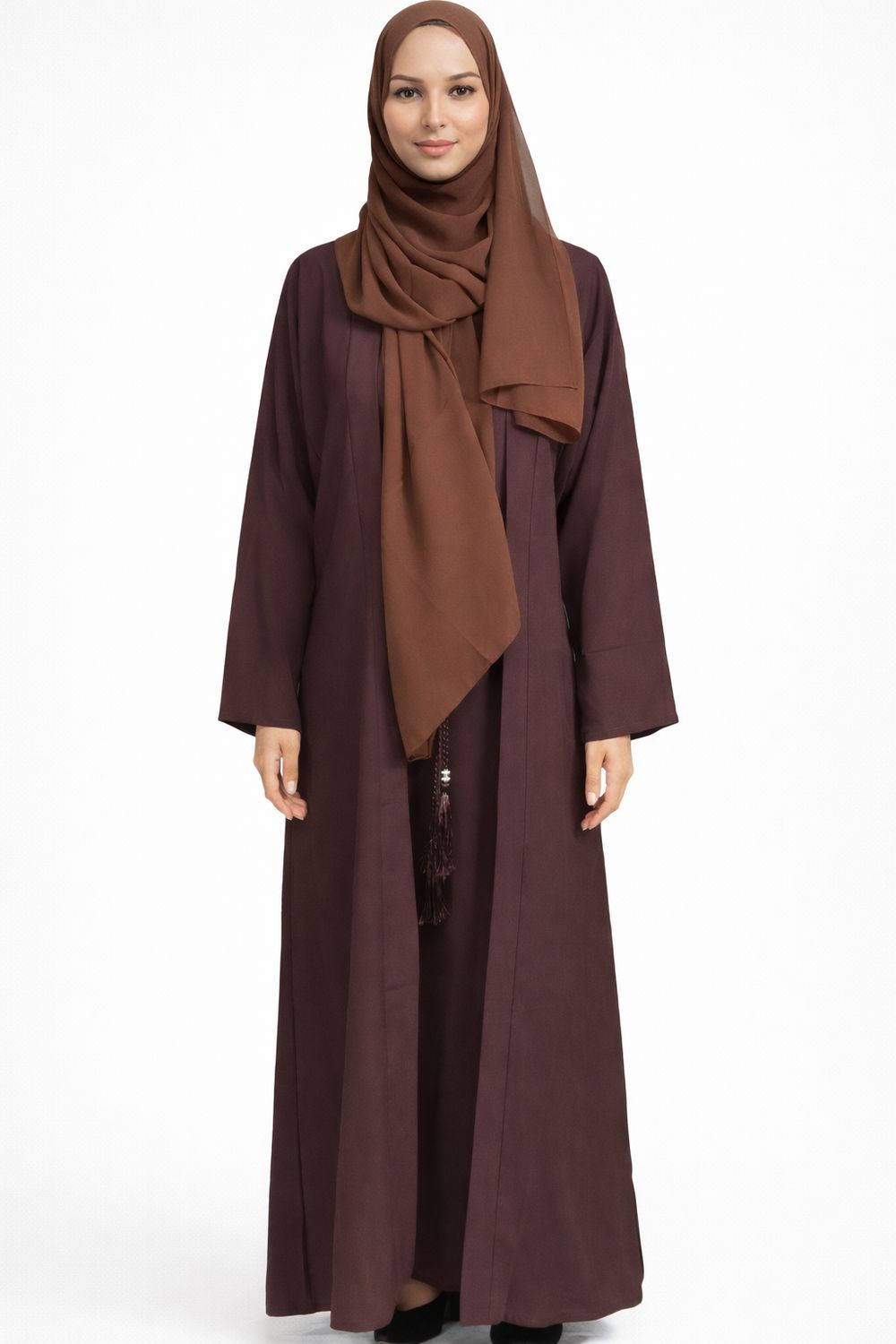 Brown Modest Dubai Abaya with pockets