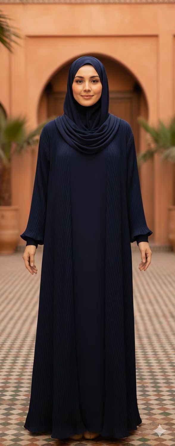 Navy Blue Modest Dubai Abaya