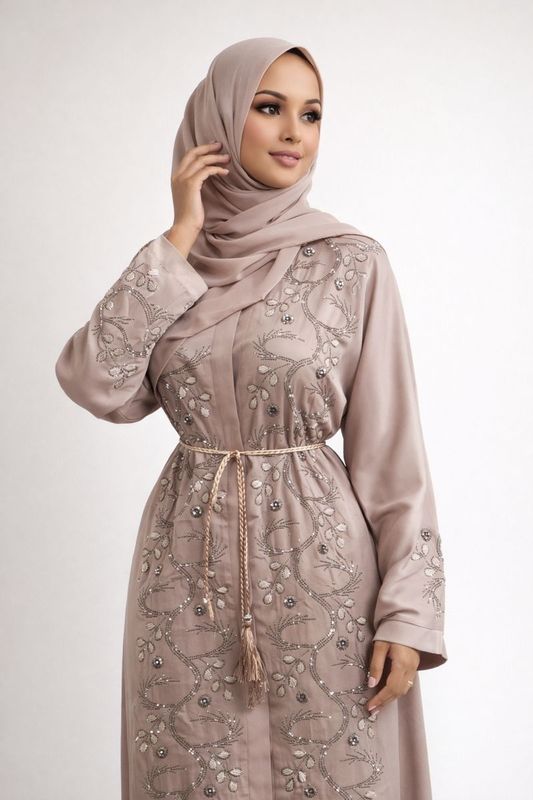 Champange Color Modest Dubai Abaya