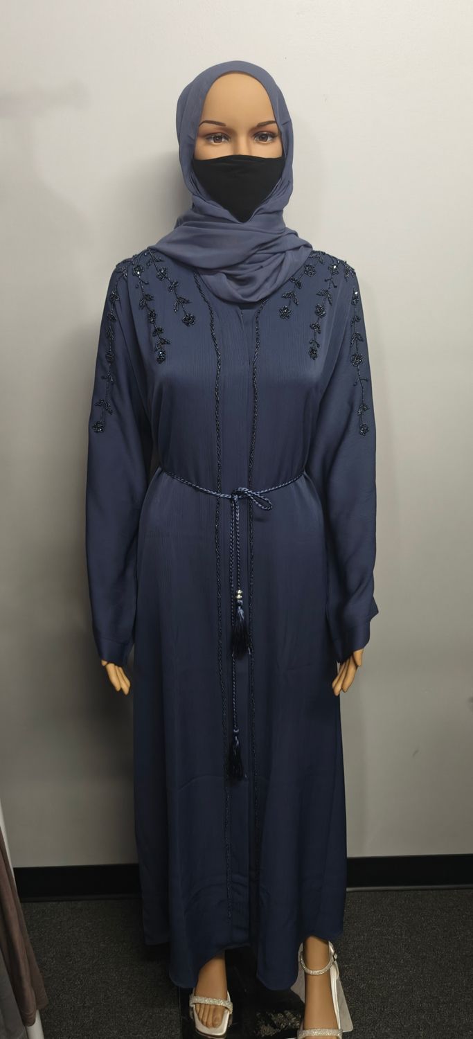 Blueberry Color Modest Dubai Abaya