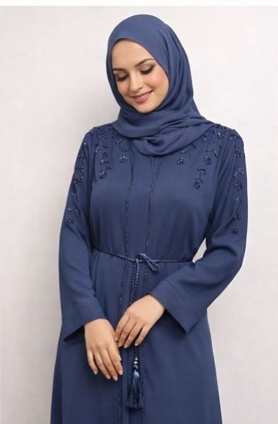Blueberry Color Modest Dubai Abaya
