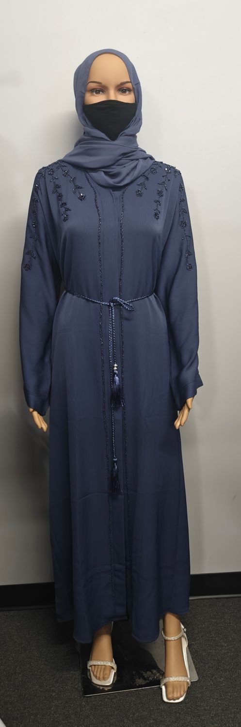 Blueberry Color Modest Dubai Abaya