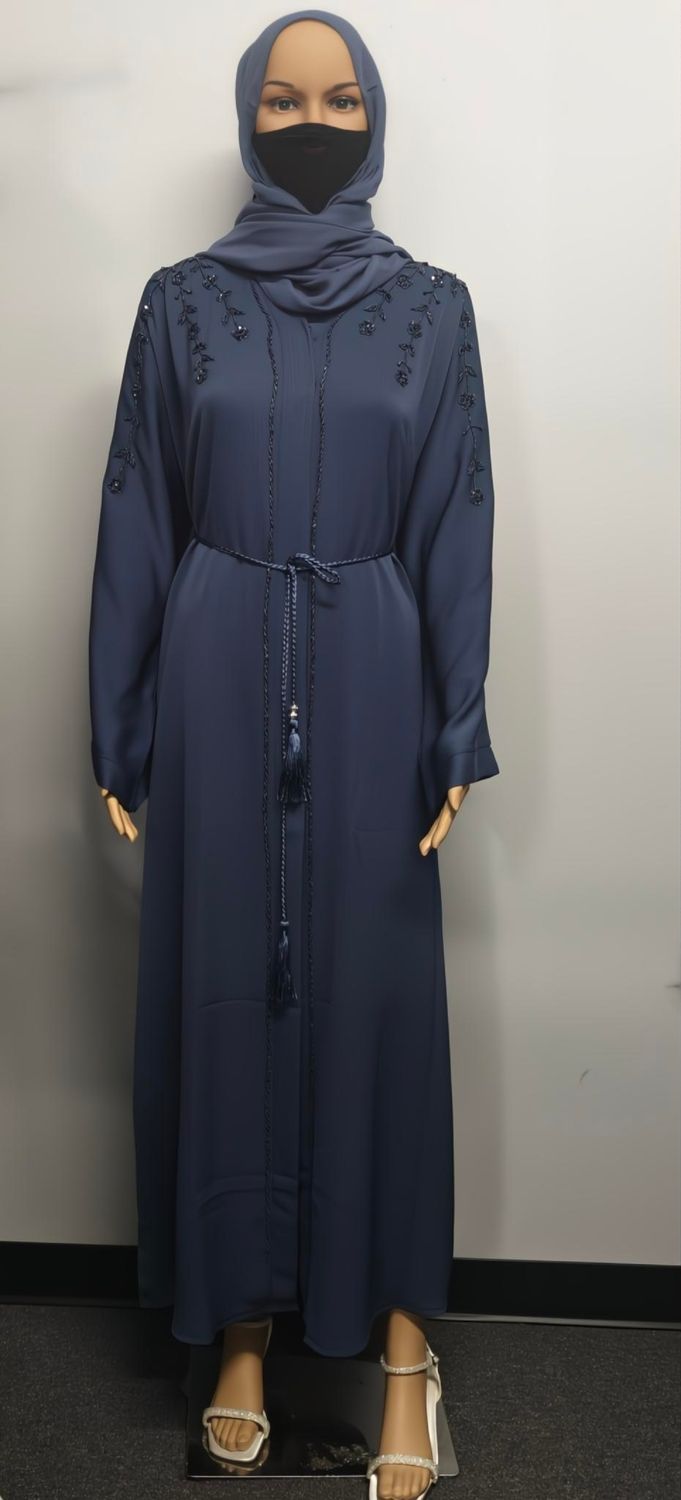 Blueberry Color Modest Dubai Abaya