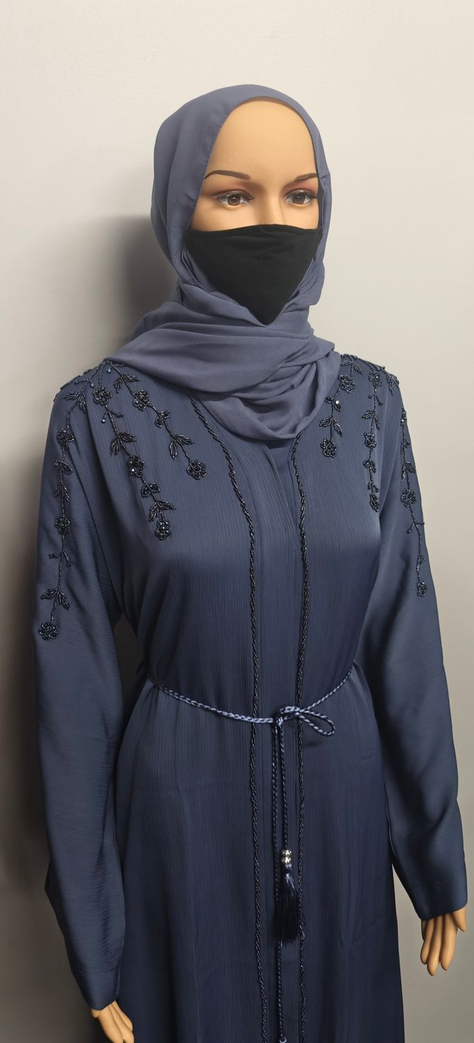 Blueberry Color Modest Dubai Abaya