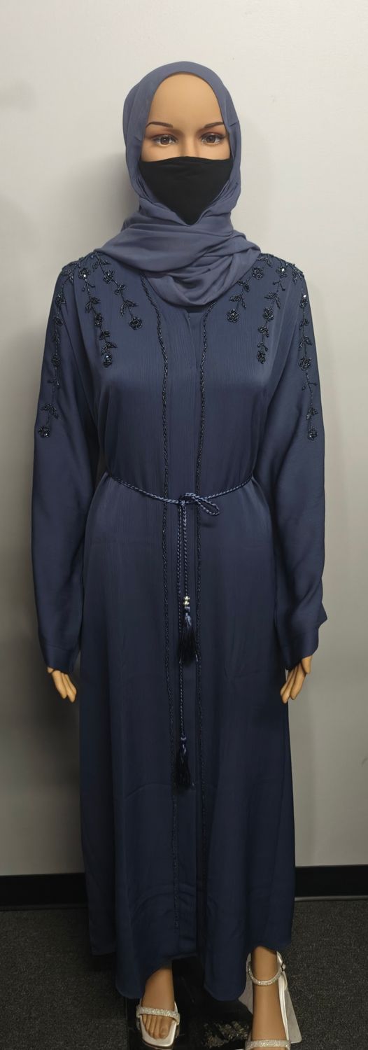 Blueberry Color Modest Dubai Abaya