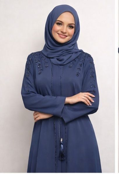 Blueberry Color Modest Dubai Abaya